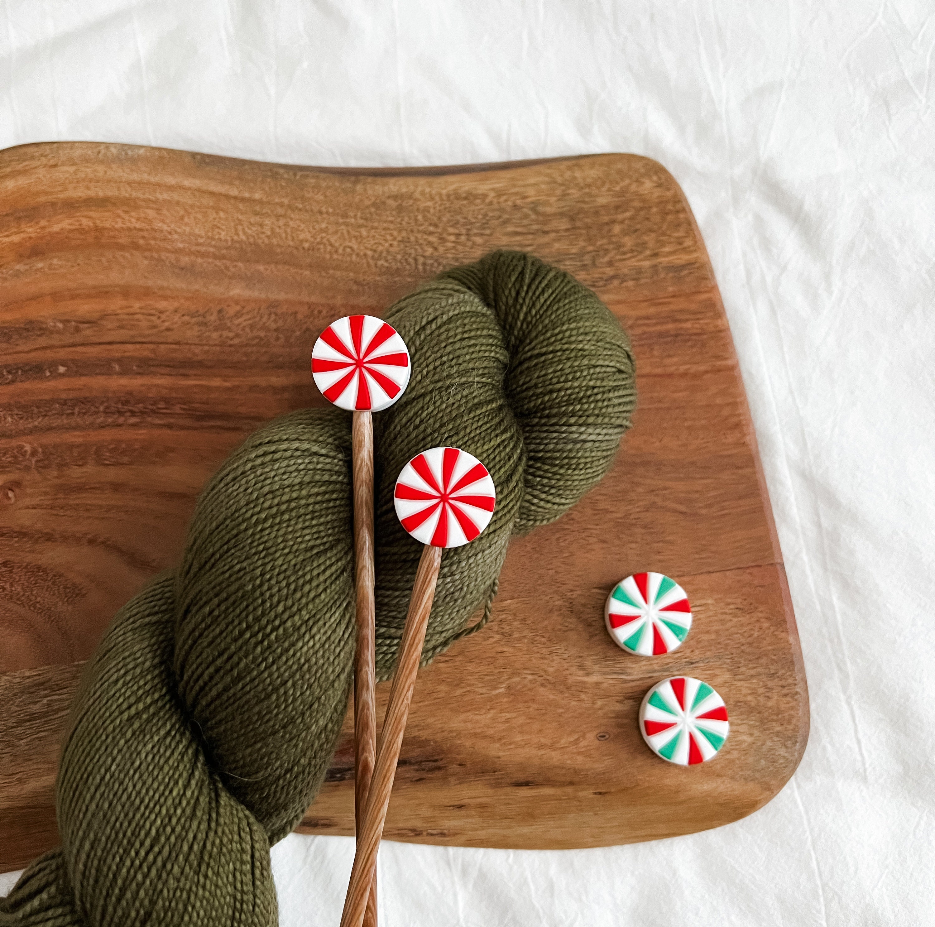 Peppermint Knitting Needle Stoppers, Pair