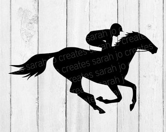 Race Horse SVG - Animal SVG - Horse Silhouette SVG - Racing Horse Svg - Race Horse with Jockey Svg - Pdf - Dfx - Eps - Cricut - Silhouette