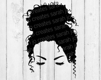 Messy Curly Hair Bun Silhouette SVG - Messy Bun SVG - Mom Bun SVG - Messy Mom Bun Svg - Mom Hair Svg - Messy Bun Hair Svg - Pdf Eps Dfx