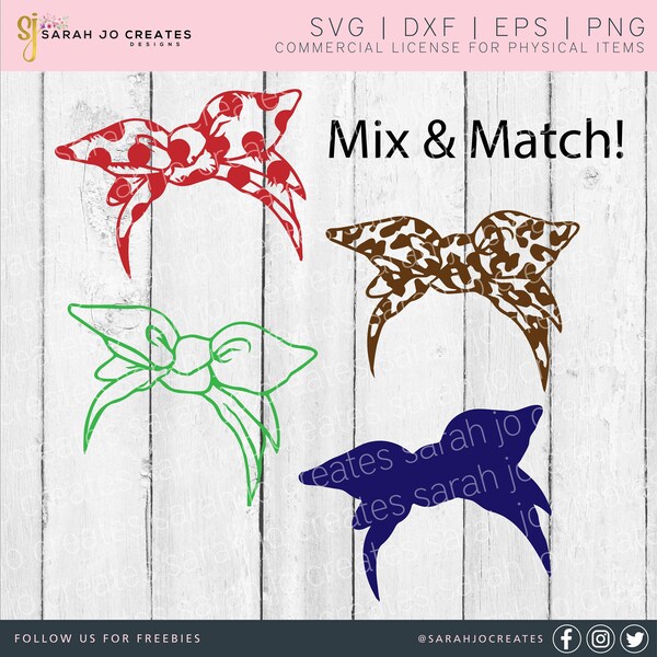 Headband SVG Bundle: Bandana Cut Files for Cricut, Silhouette (Digital Download)