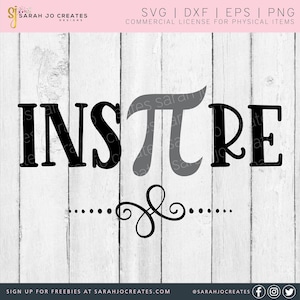 May include: Black and gray graphic design with the text "Inspire" with a pi symbol in place of the "i". The design includes a decorative flourish below the text.