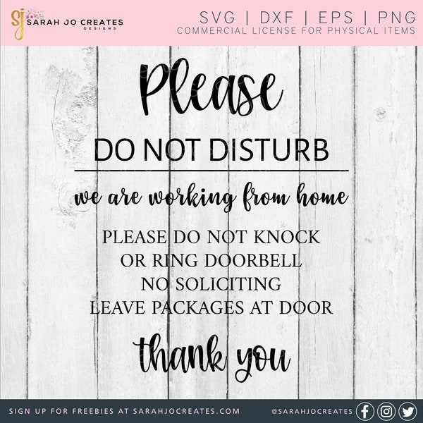 Work From Home Sign Svg - No Soliciting Svg - Working From Home SVG - Please Do Not Disturb SVG - Do Not Disturb SVG - Work From Home Svg