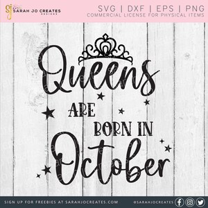 Rainhas Nascem em Outubro SVG - Citação Engraçada SVG - Aniversário SVG - Aniversário de Outubro Svg - Rainha Svg - Aniversário da Rainha Svg