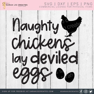 Galinhas travessas botam ovos recheados SVG - Animal SVG - Silhueta de galinha SVG - Clipart de galinha - Citação engraçada de galinha SVG