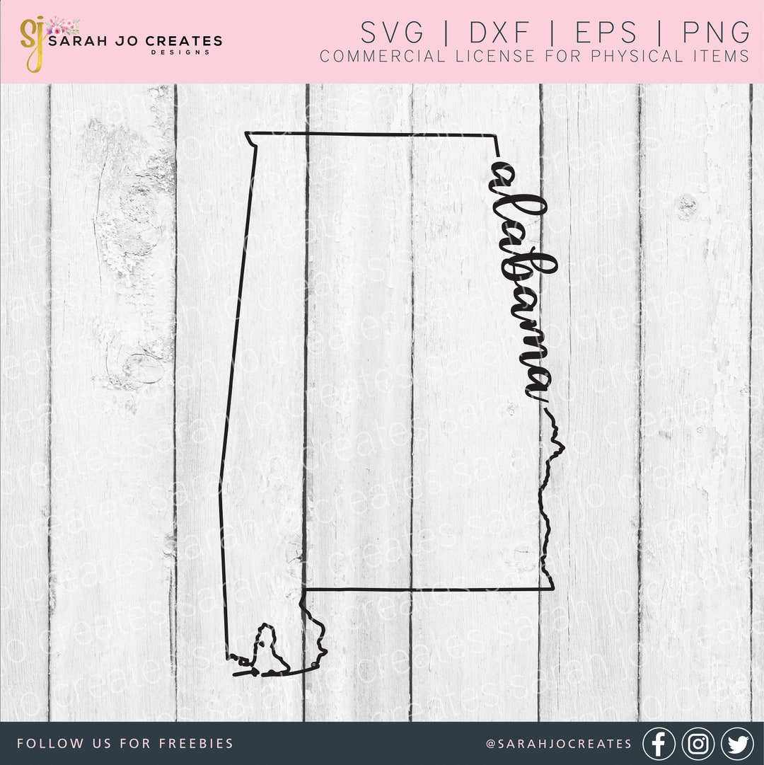 Alabama State Outline SVG - Alabama Name SVG - United States Svg ...