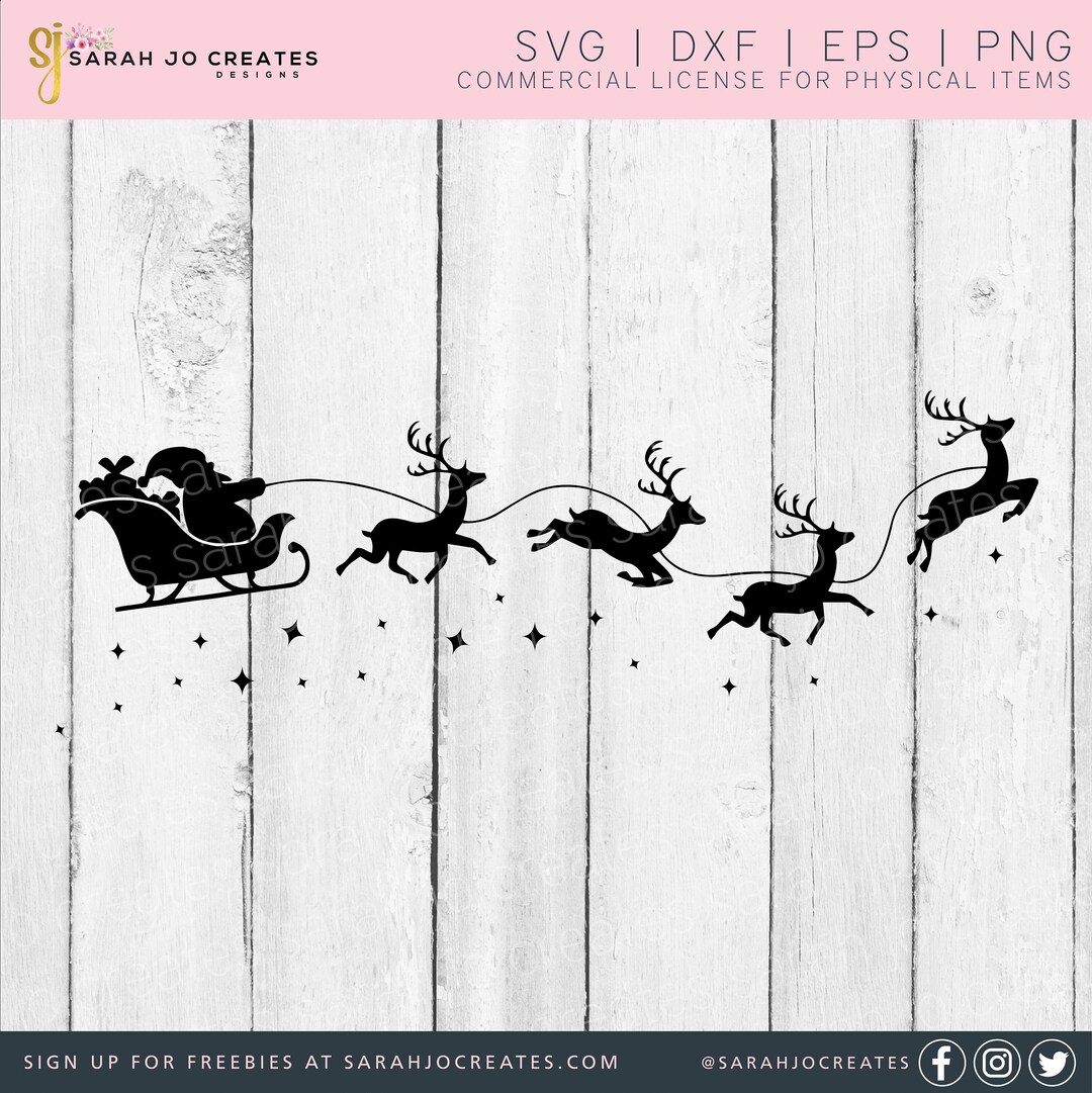 Santa Sleigh SVG - Santa and Reindeer - Christmas Svg - Merry Christmas ...