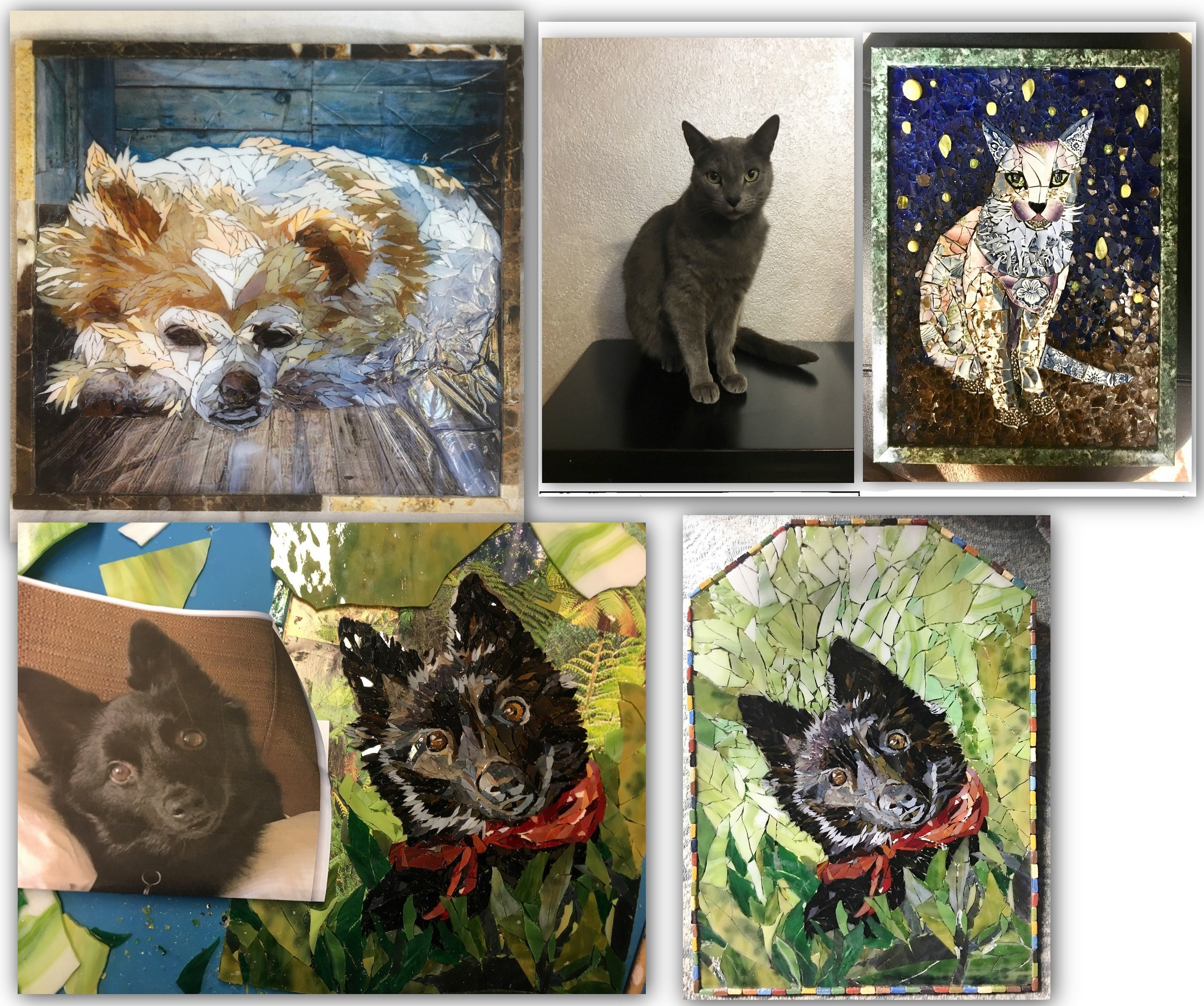 Custom mosaic pet's portrait