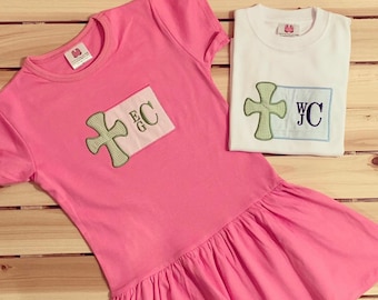 Monogrammed Easter dress for kids/ bunny shirts/ kids shirts/ embroidery shirts/ easter bunny shirts/ siblings tees/ custom easter shirts
