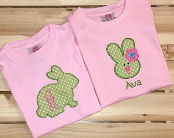 Monogrammed Easter Shirts for kids/ bunny shirts/ kids shirts/ embroidery shirts/ easter bunny shirts/ siblings tees/ custom easter shirts