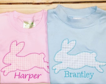 Monogrammed Easter Shirts for kids/ bunny shirts/ kids shirts/ embroidery shirts/ easter bunny shirts/ siblings tees/ custom easter shirts