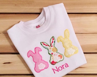 Monogrammed Easter Shirts for kids/ bunny shirts/ kids shirts/ embroidery shirts/ easter bunny shirts/ siblings tees/ custom easter shirts