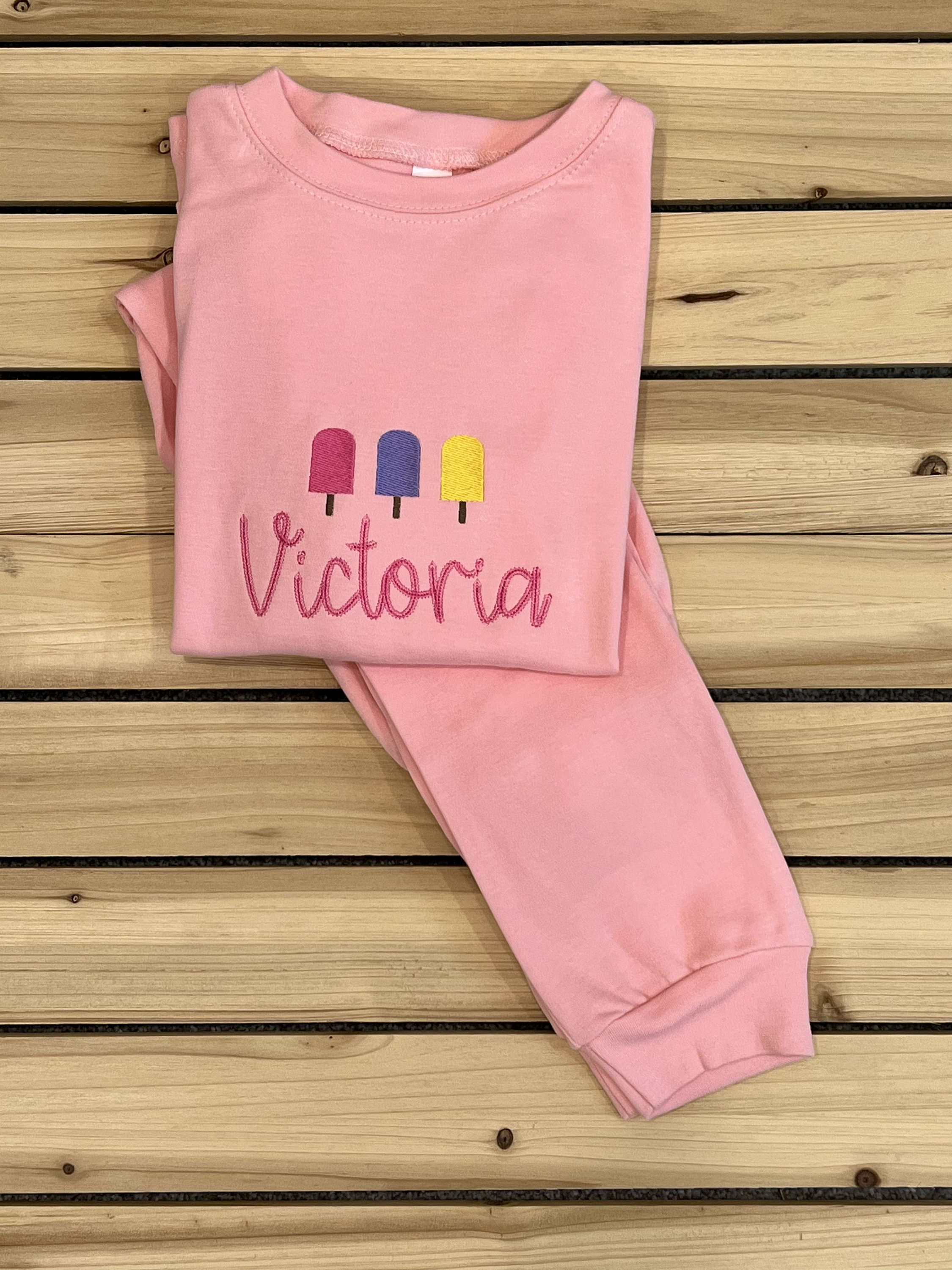 Girls Pajamas / Ice Cream Pajama / Pink Pajamas / Monogramed Etsy