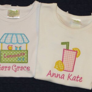 Monogrammed lemonade stand shirt for kids