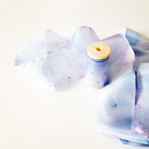 Habotai & Mouseline - Hand-dyed Marbled Silk Ribbon, Wedding Bouquet, Gift Wrapping, Special Craft Project