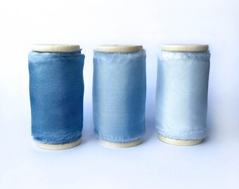 HABOTAI SILK- Handdyed Cobalt Blue Silk Ribbon