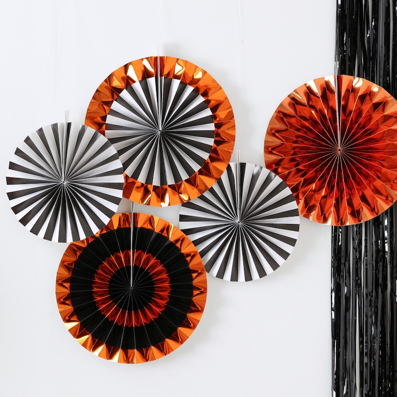 Pumpkin Party Halloween Party 5 Pack Halloween Backdrop Halloween Decoration Bunting Orange Foiled Mixed Pack Fan Decorations