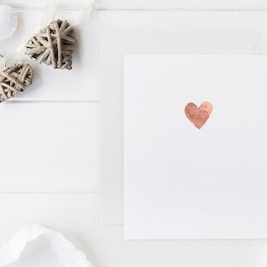 Tarjeta de corazón de lámina impresa a mano - oro, oro rosa, plata, boda, aniversario, compromiso