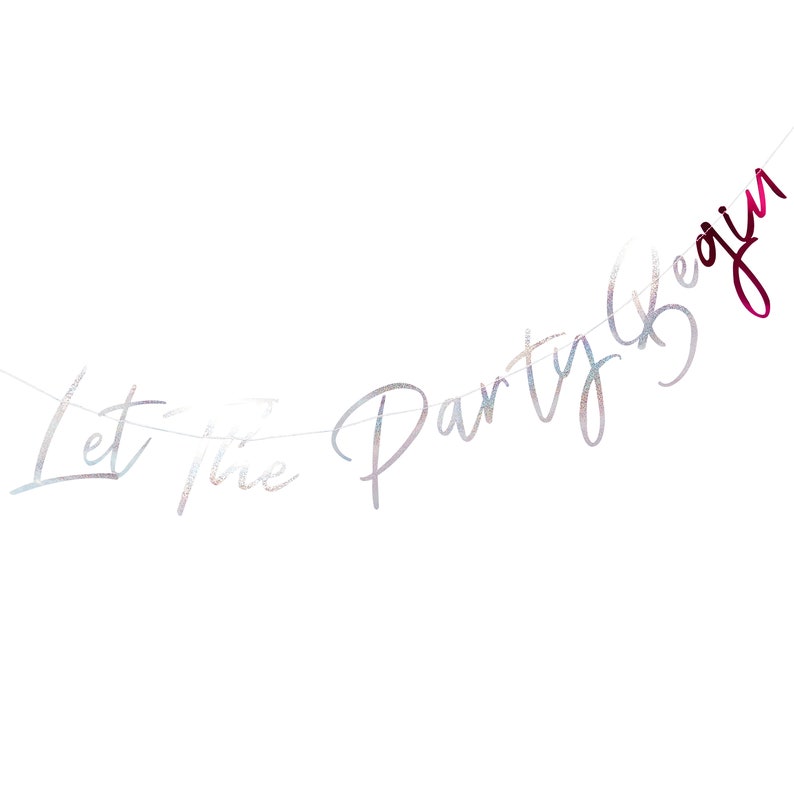 Gin Lover Gift Gin Lover Party Let The Party BeGIN Bunting -1.5m- Holographic /& Pink Christmas Decorations Christmas Cocktail Party NYE