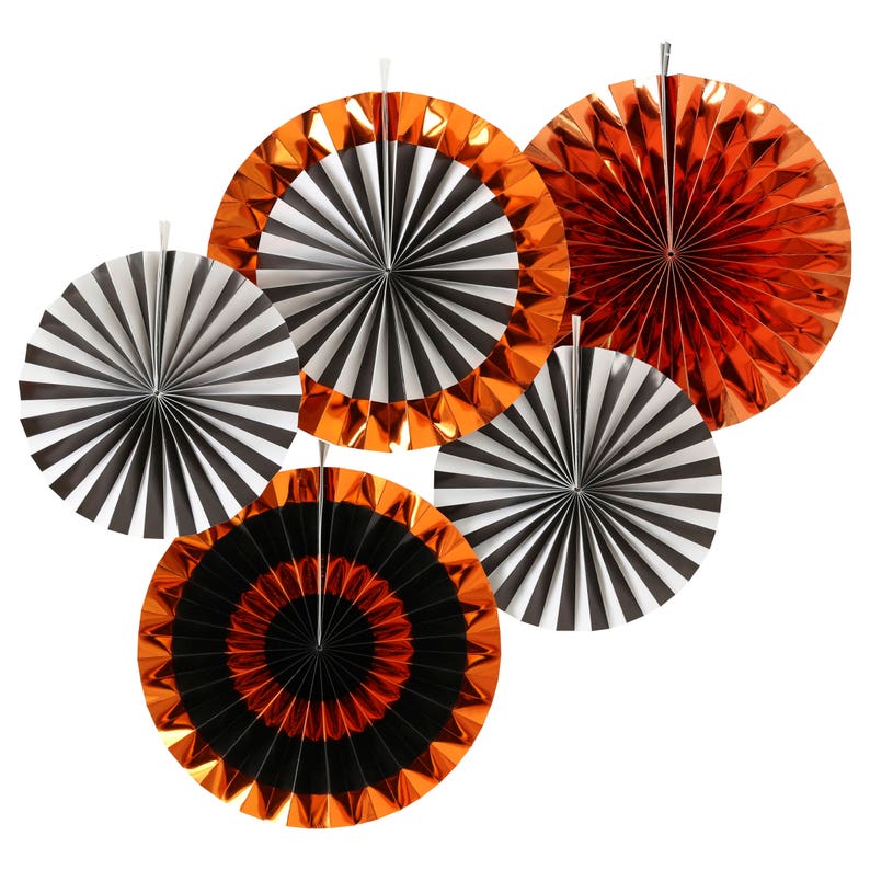 Pumpkin Party Halloween Party 5 Pack Halloween Backdrop Halloween Decoration Bunting Orange Foiled Mixed Pack Fan Decorations