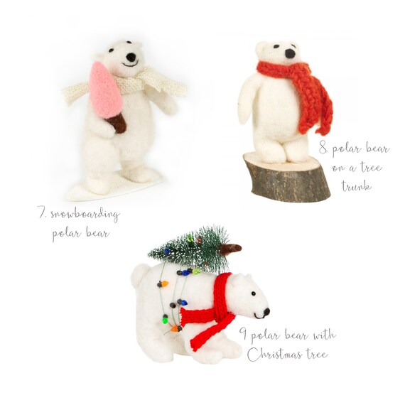 Nordic Felt Christmas Decorations Felt Penguin Polar Bear Etsy