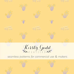 Dopamine Decor Floral Seamless Pattern - Bursts of Spring - Sunshine Yellow and Lavender Spring Design - Commercial Use (Digital Download)