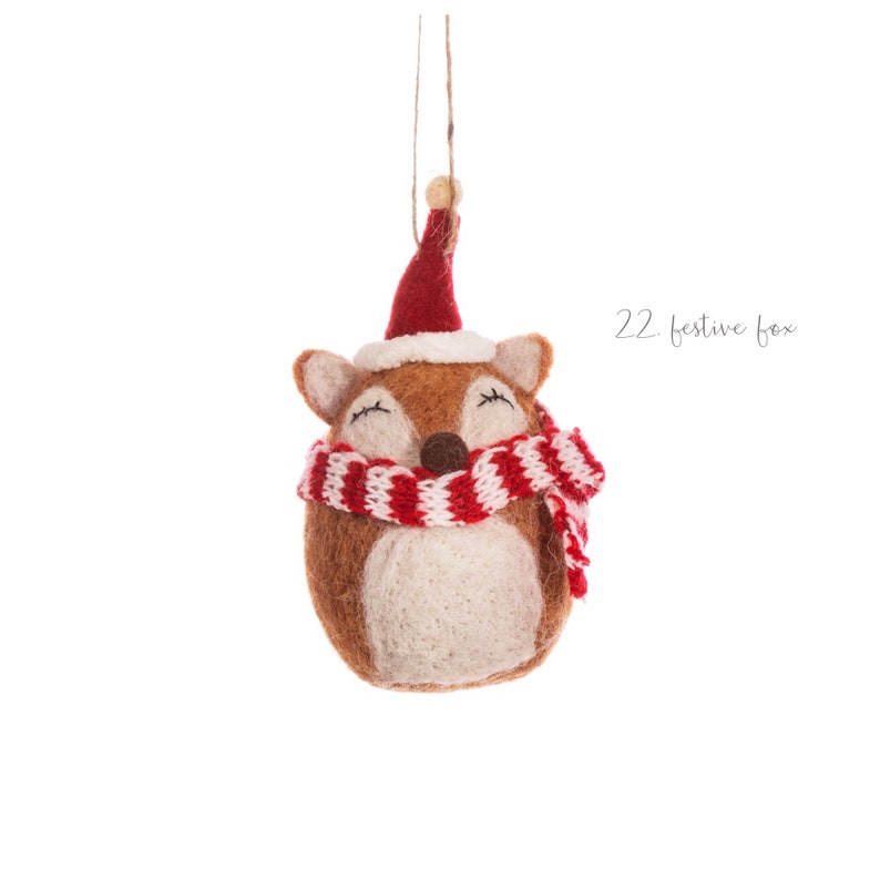 festive felt fox with hat and scarf