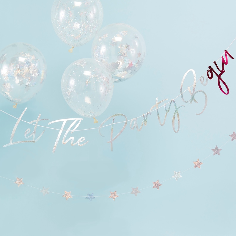 Gin Lover Gift Gin Lover Party Let The Party BeGIN Bunting -1.5m- Holographic /& Pink Christmas Decorations Christmas Cocktail Party NYE