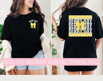 Derby Day Checkered BOW PNG-Sublimation, DTF, Druck, Derby-Shirt, Derby Hoodie, Derby Tag, digitale Download-Instant-Datei, Demolition Derby