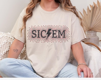 SIC'EM Rhinestone | spangle template, SVG, faux rhinestones, game day, tshirt, hoodie, bag, digital download, football, baseball, sports