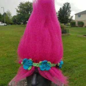 PRINCESS POPPY Crochet Troll Hat, Halloween  Costume, Trolls Wig, Troll Hair, Photo Prop, Dance Costume, cosplay, group costume, talent show