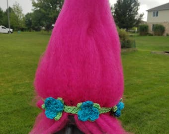 PRINCESS POPPY Crochet Troll Hat, Halloween  Costume, Trolls Wig, Troll Hair, Photo Prop, Dance Costume, cosplay, group costume, talent show