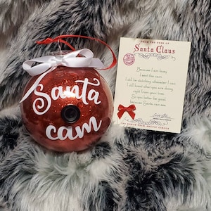 Santa Cam Ornament with letter, Santa Surveillance Camera, Christmas Tree Ornament, Santa is Watching, Christmas Gift, Holiday