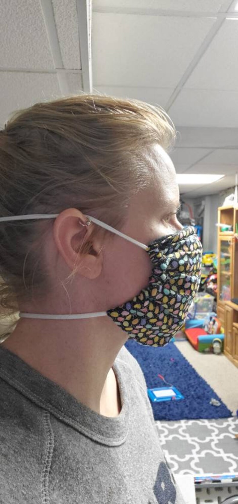 Fabric Face Mask Tie Behind Head Washable Reusable Etsy