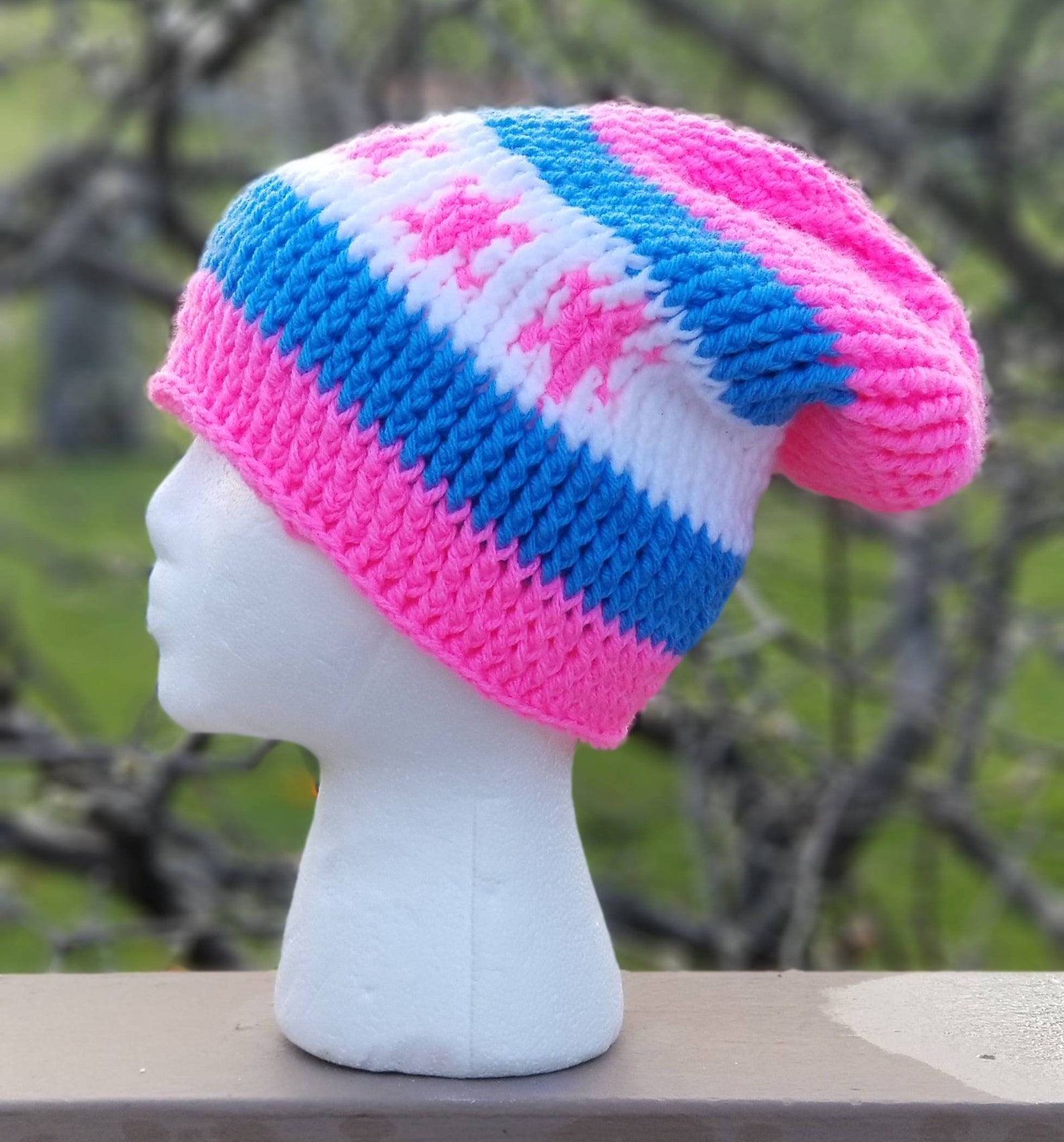Chicago Flag Inspired Crochet Slouchy Beanie Super Warm Hat | Etsy