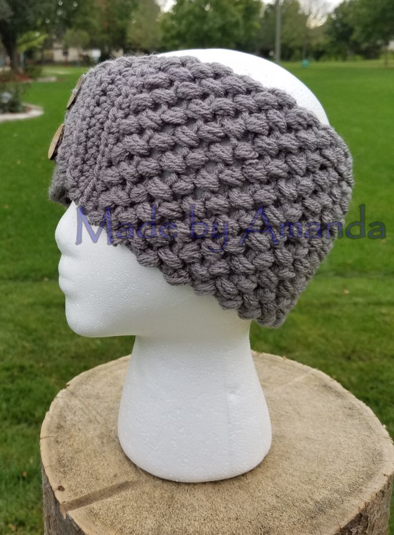 Bandeau Serre-tête Tricoté Gris - Crochet Pour Femme - Occasion - Chauffe-oreilles Style Bohème