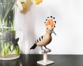 Figurine décorative oiseau Huppe Fasciée stylisée