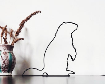 Sculpture silhouette Marmotte, objet d'art minimaliste décoratif