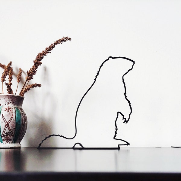 Sculpture silhouette Marmotte, objet d'art minimaliste décoratif