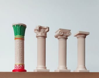 Small Greek and Egyptian column, choice of Doric, Ionic, Corinthian, palmiform style, interior decoration, sculpture