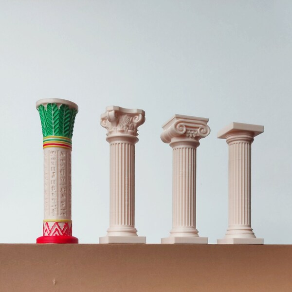 Small Greek and Egyptian column, choice of Doric, Ionic, Corinthian, palmiform style, interior decoration, sculpture