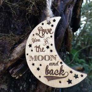 Love You To The Moon and Back Holzschild Personalisiert Optional Hochzeitstag Geschenk Valentinstag Geschenk Kinderzimmer Dekoration Baby