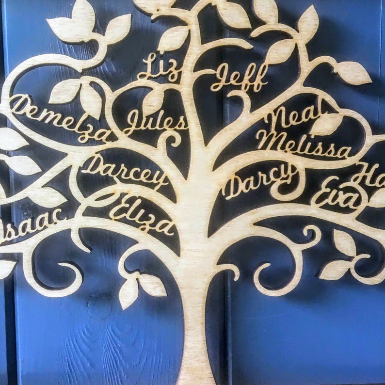 Large Personalised Family Tree Wall Art Engraved Family Names Etsy