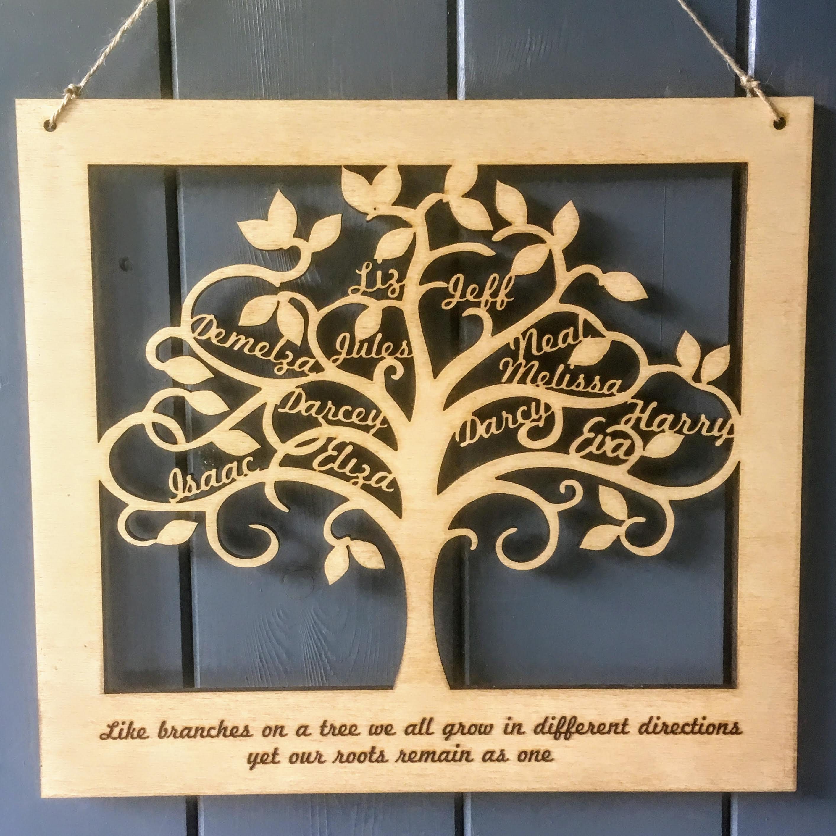 Impresión de nombres de banderines de árbol familiar Personalizado O Arte Regalo de imagen marco Nuevo Hogar