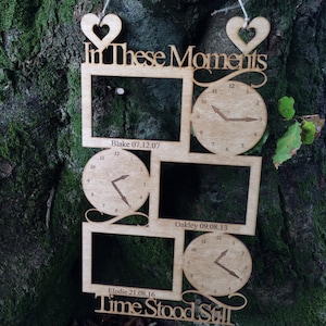 Wooden In These Moments Frame Personalised Birth time date and name for 3 children