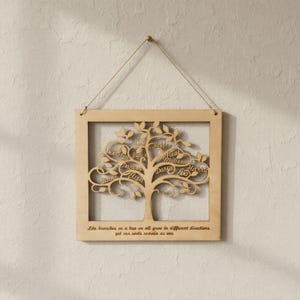 Personalised Family Tree Wall Art: Engraved Wood Wedding Anniversary Gift image 3