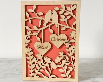 Personalised Wooden Valentines Day or Wedding Anniversary Card Keepsake