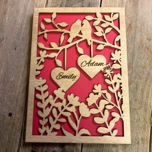Personalised Wooden Valentines Day or Wedding Anniversary Card Keepsake
