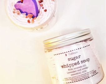 Whipped soap sugar scrub, Shower frosting, Body Polish Emulsified Scrub, Bath and Body Moisturizer - Exfoliate Skincare - Self care.