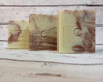 Morocan Rhassoul soap with cedar, lemongrass and orange essential oils.