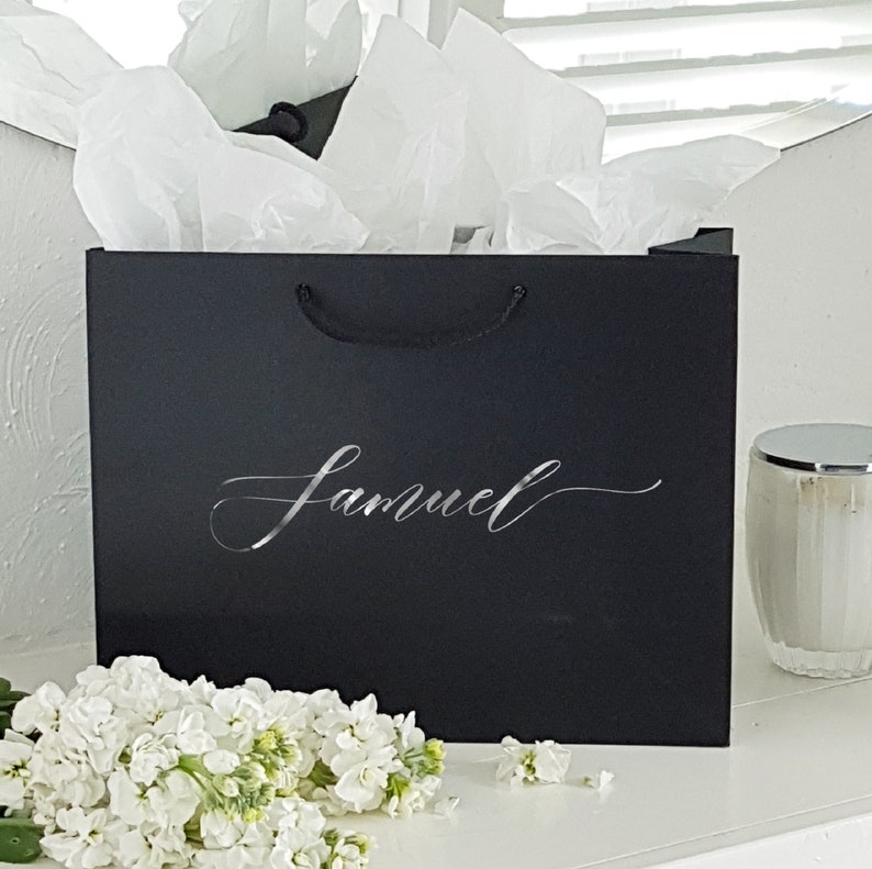 Large White or Black Personalized Gift Bags Etsy